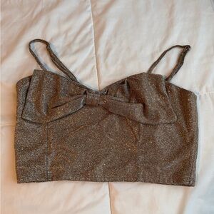 Elegant Glittery Crop Top in Brown